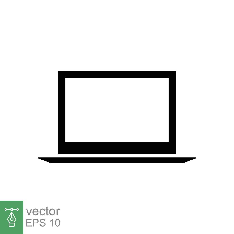 Laptop icon. Simple flat style. Notebook, computer, pc, desktop, portable device concept. Black silhouette symbol. Vector illustration isolated on white background. EPS 10.