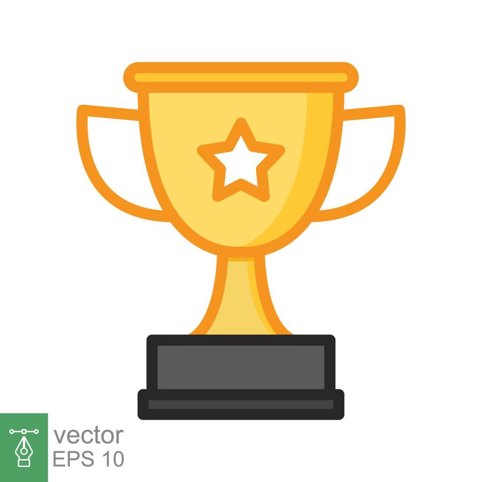 Trophy cup star flat icon. Simple filled outline style for app and web design element. Winner, award, champ, contest, won concept. Vector illustration isolated on white background. EPS 10.