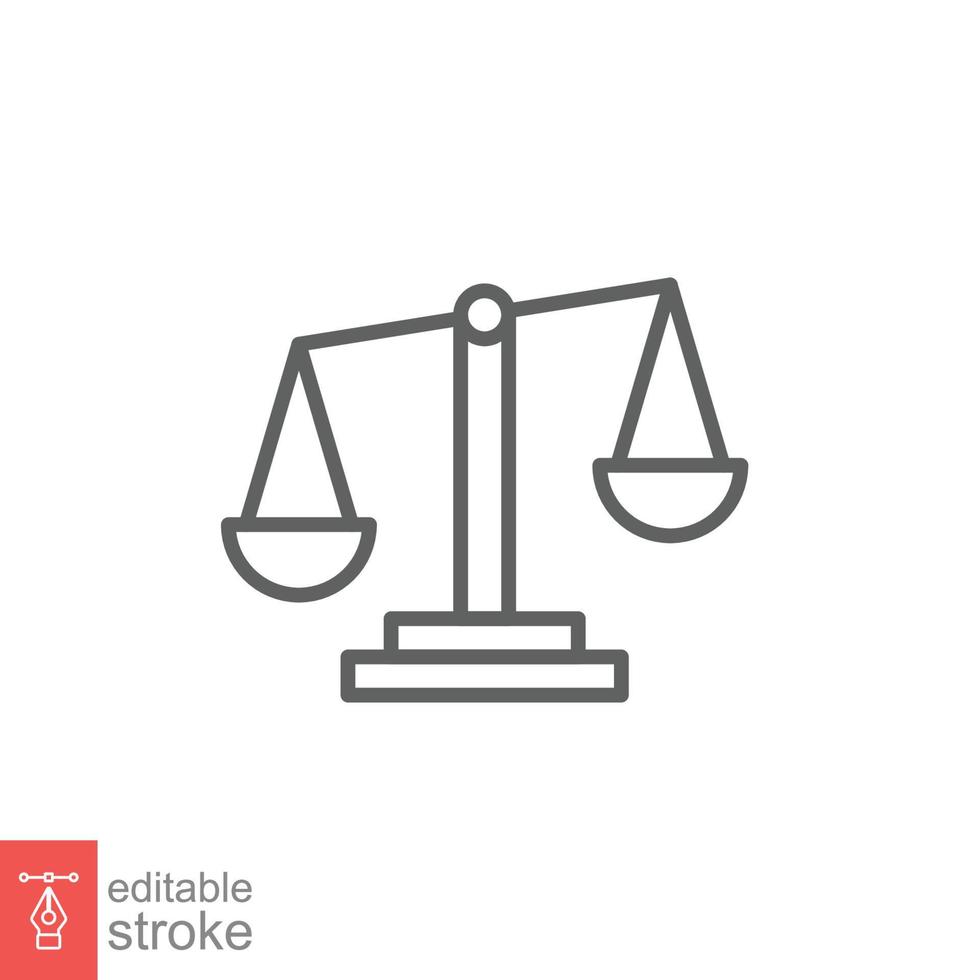 Libra line icon. Simple outline style. Scale, balance, comparison, compare, legal, law, justice, weight concept. Pictogram, vector illustration isolated on white background. Editable stroke EPS 10.