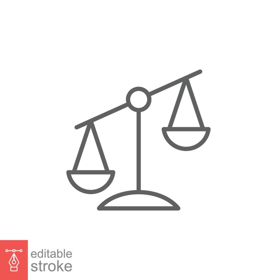 Libra línea icono. sencillo contorno estilo. escala, balance, comparación, comparar, legal, ley, justicia, peso concepto. pictograma, vector ilustración aislado en blanco antecedentes. editable carrera eps 10