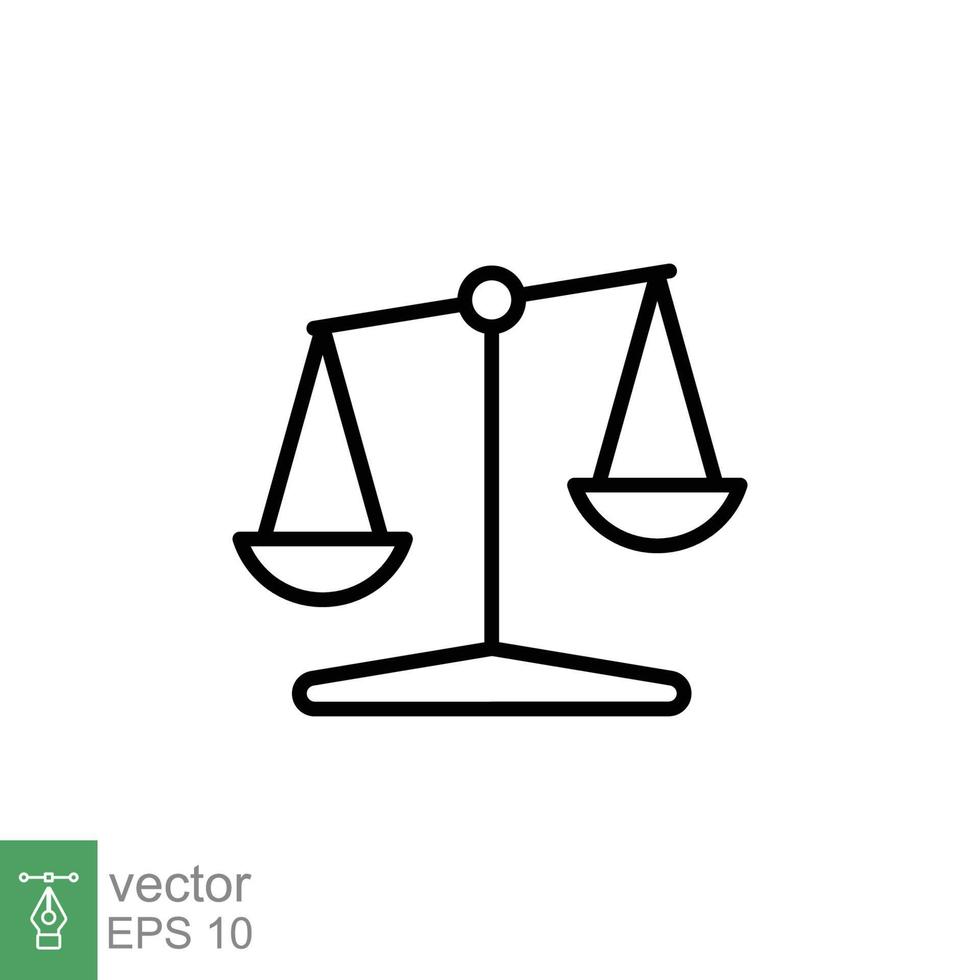 Libra line icon. Simple outline style. Scale, balance, comparison, compare, legal, law, justice, weight concept. Pictogram, vector illustration isolated on white background. EPS 10.