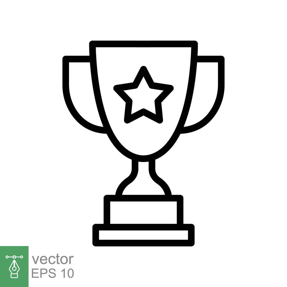 Trophy cup star line icon. Simple outline style for app and web design