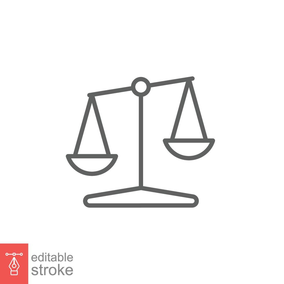 Libra línea icono. sencillo contorno estilo. escala, balance, comparación, comparar, legal, ley, justicia, peso concepto. pictograma, vector ilustración aislado en blanco antecedentes. editable carrera eps 10