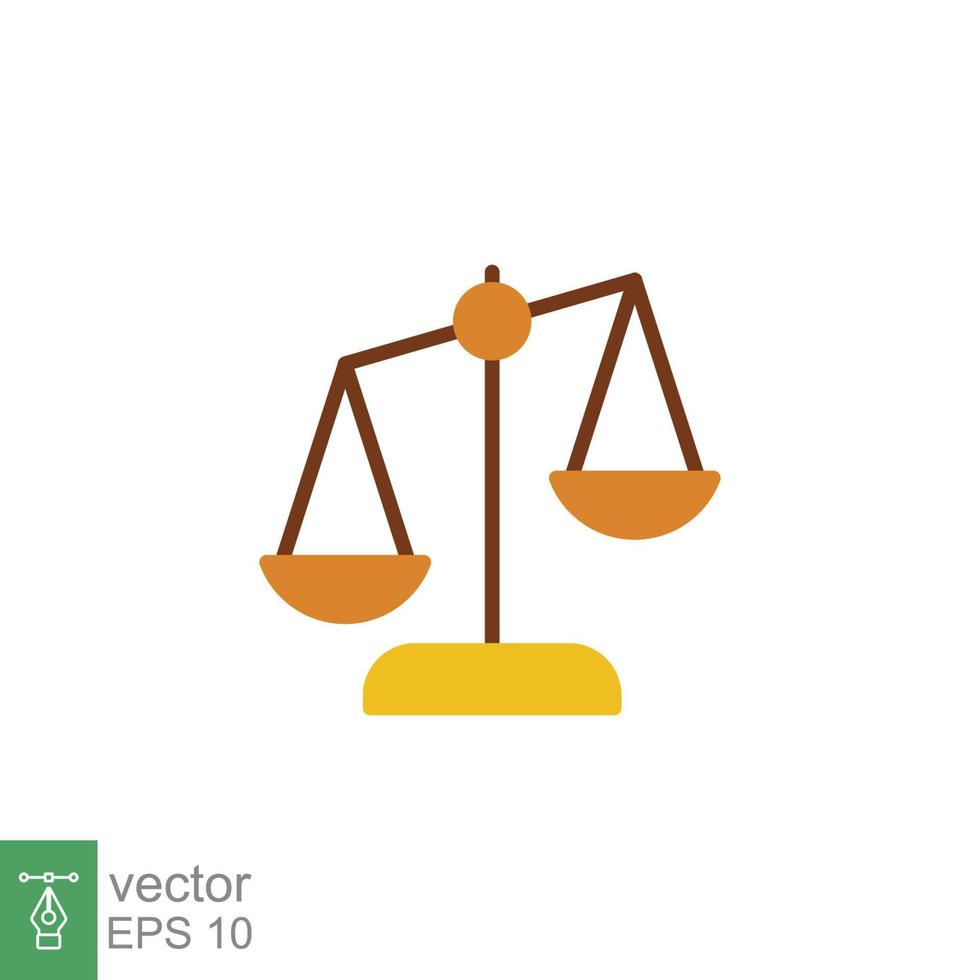 Scales icon. Simple flat style. Libra, balance, comparison, compare, legal, law, justice, weight concept. Pictogram, vector illustration isolated on white background. EPS 10.