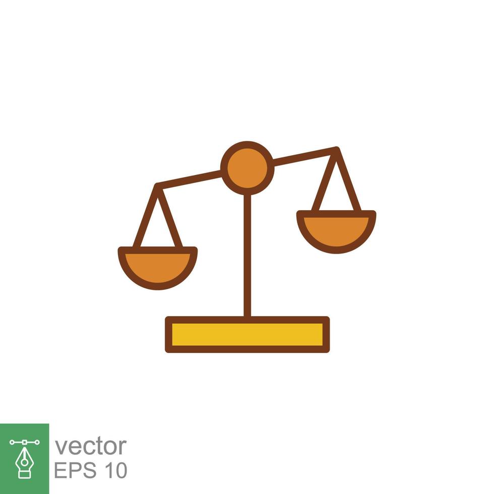 Scales icon. Simple filled outline style. Libra, balance, comparison, compare, legal, law, justice, weight concept. Pictogram, vector illustration isolated on white background. EPS 10.