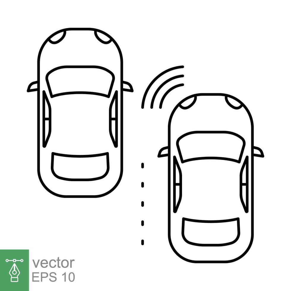 adaptado crucero controlar sistema línea icono. sencillo contorno estilo. coche seguridad concepto. mantener el siguiendo distancia. vector ilustración aislado en blanco antecedentes. eps 10