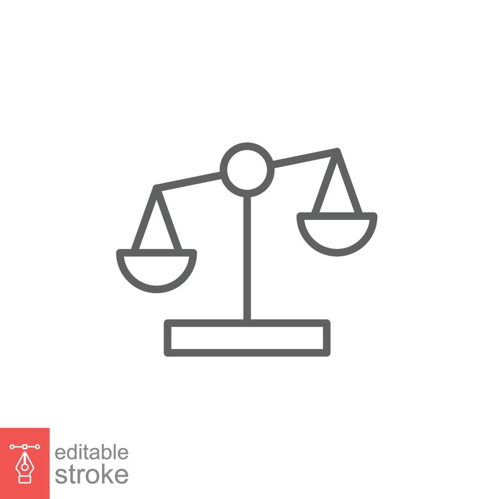 Libra line icon. Simple outline style. Scale, balance, comparison, compare, legal, law, justice, weight concept. Pictogram, vector illustration isolated on white background. Editable stroke EPS 10.