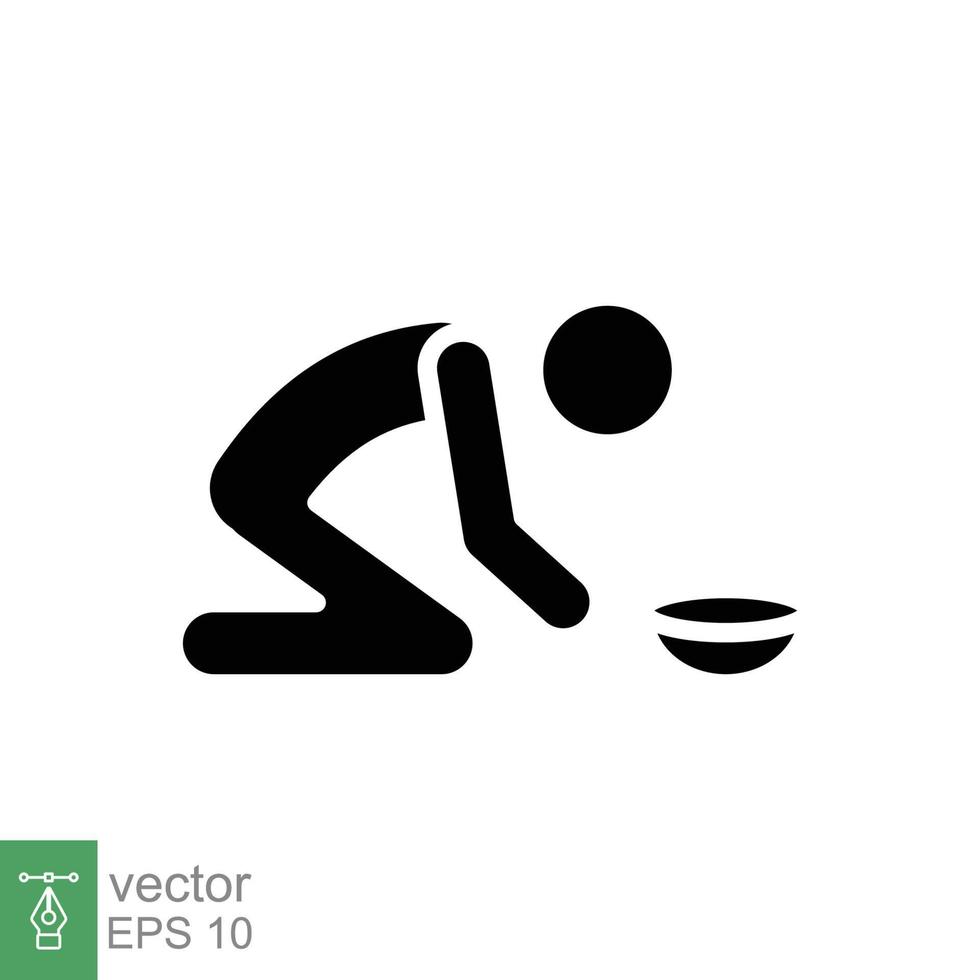 Poverty glyph icon. Simple solid style. Homeless, beggar, hunger and poor concept. Black silhouette symbol. Vector illustration isolated on white background. EPS 10.