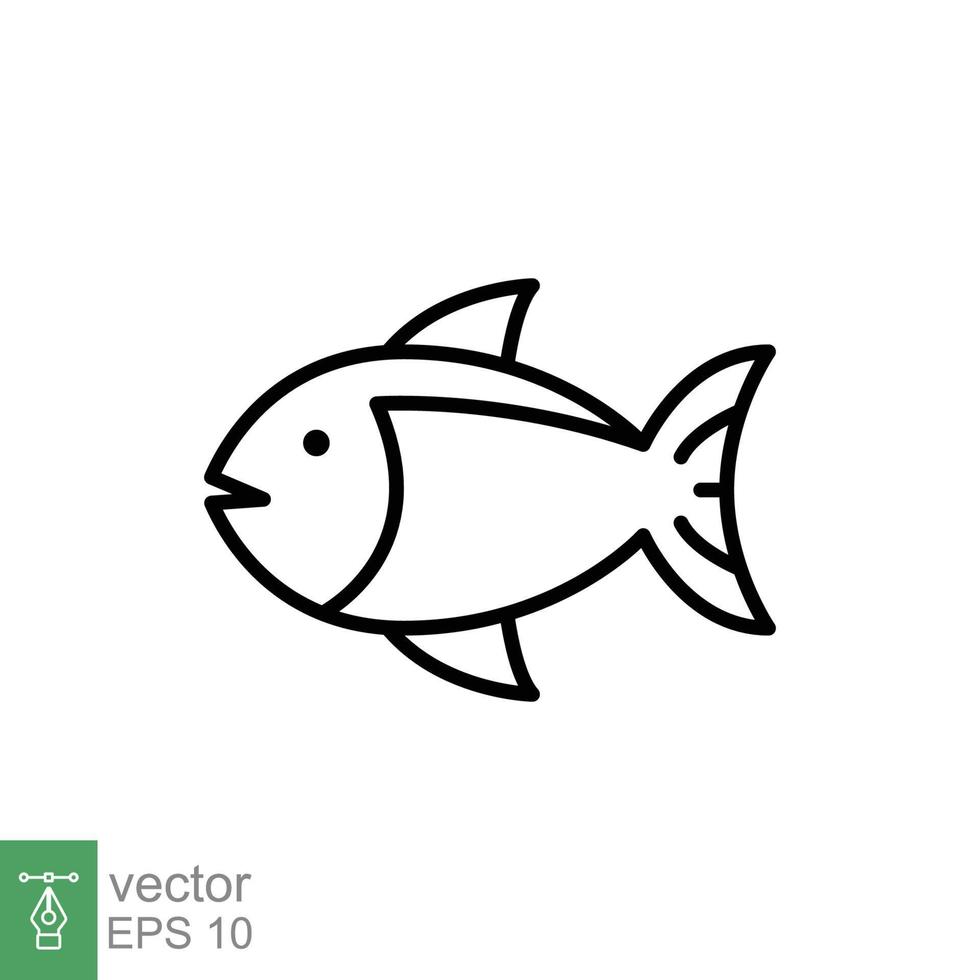 Fish line icon. Simple outline style. Sea life, tuna, pisces concept for food template design. Vector illustration isolated on white background. EPS 10.