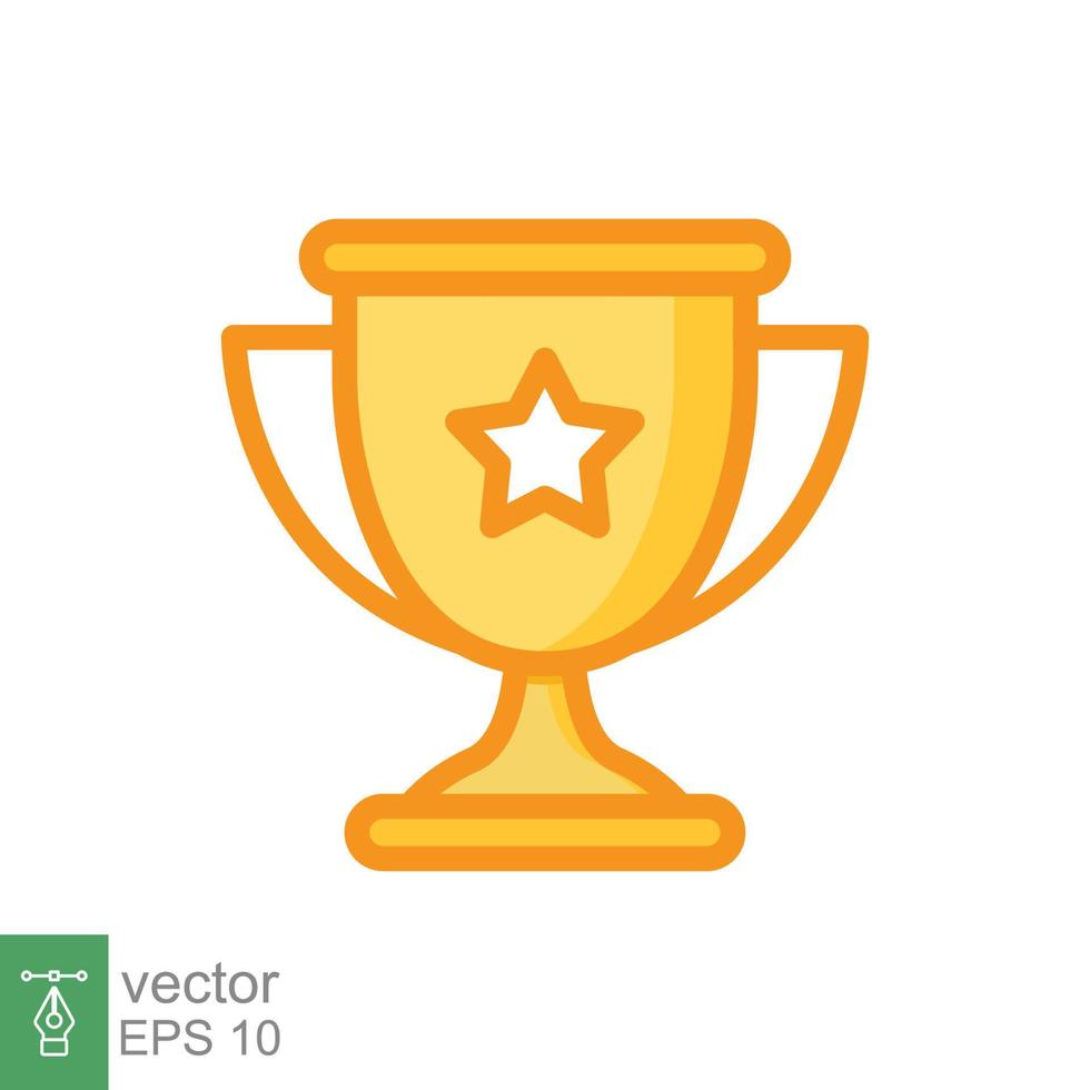 Trophy cup star flat icon. Simple filled outline style for app and web design element. Winner, award, champ, contest, won concept. Vector illustration isolated on white background. EPS 10.