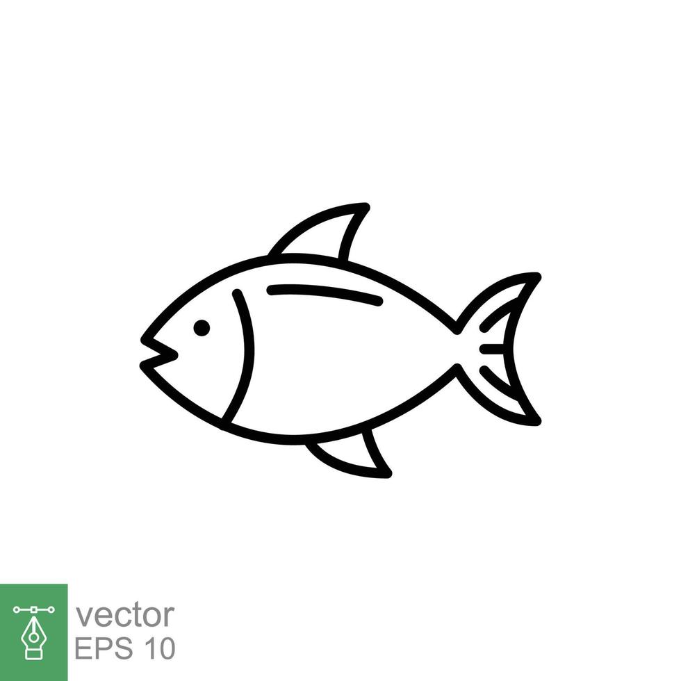 pescado línea icono. sencillo contorno estilo. mar vida, atún, Piscis concepto para comida modelo diseño. vector ilustración aislado en blanco antecedentes. eps 10