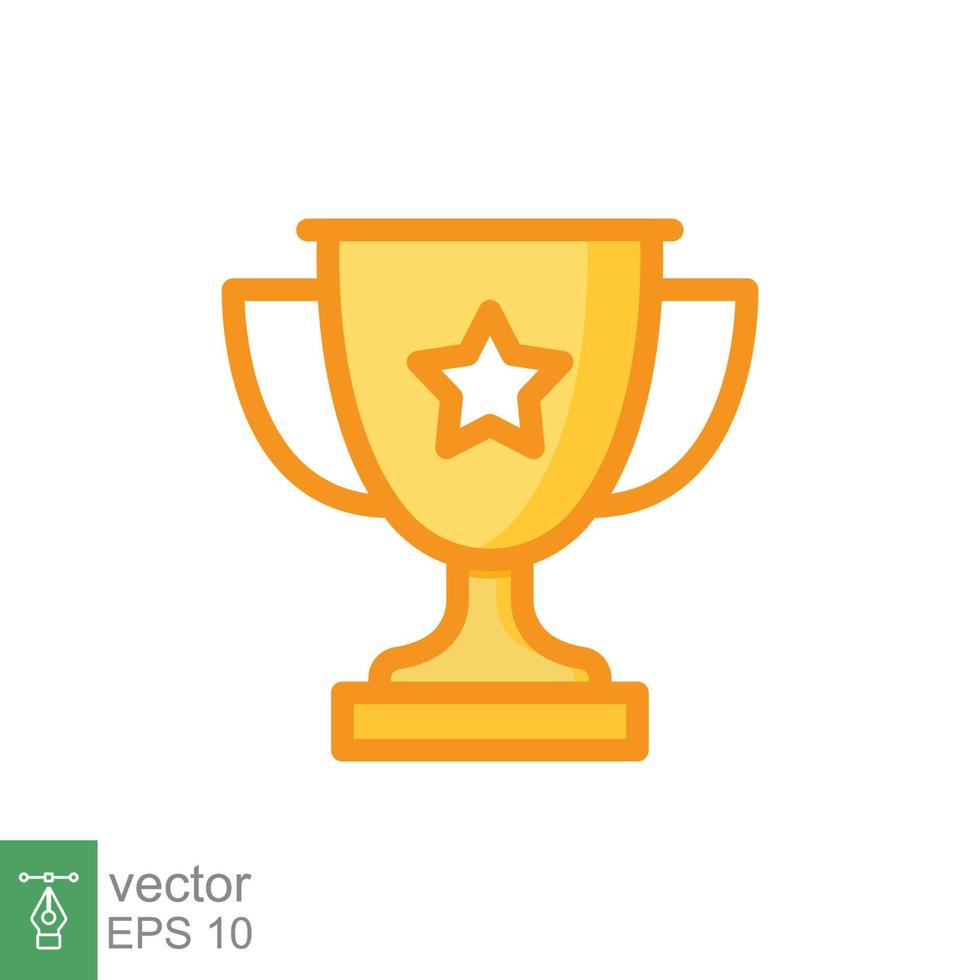 Trophy cup star flat icon. Simple filled outline style for app and web design element. Winner, award, champ, contest, won concept. Vector illustration isolated on white background. EPS 10.