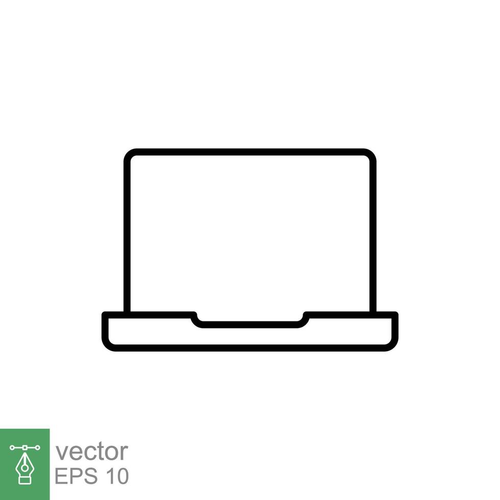 Laptop line icon. Linear symbol with thin outline. Notebook, computer, pc, desktop, portable device concept. Vector illustration isolated on white background. EPS 10.