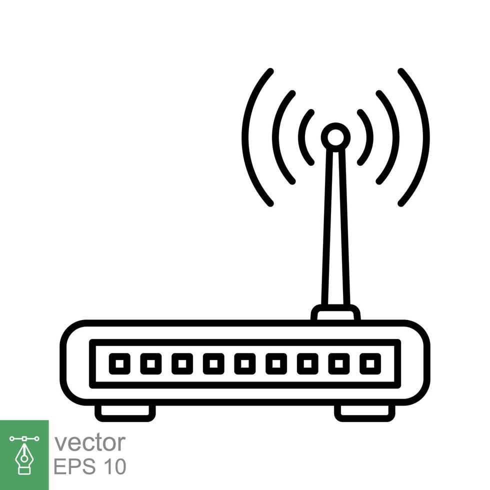 Wifi enrutador icono. sencillo contorno estilo para web modelo y aplicación banda ancha, módem, inalámbrico, Internet, Delgado línea vector ilustración diseño aislado en blanco antecedentes. eps 10