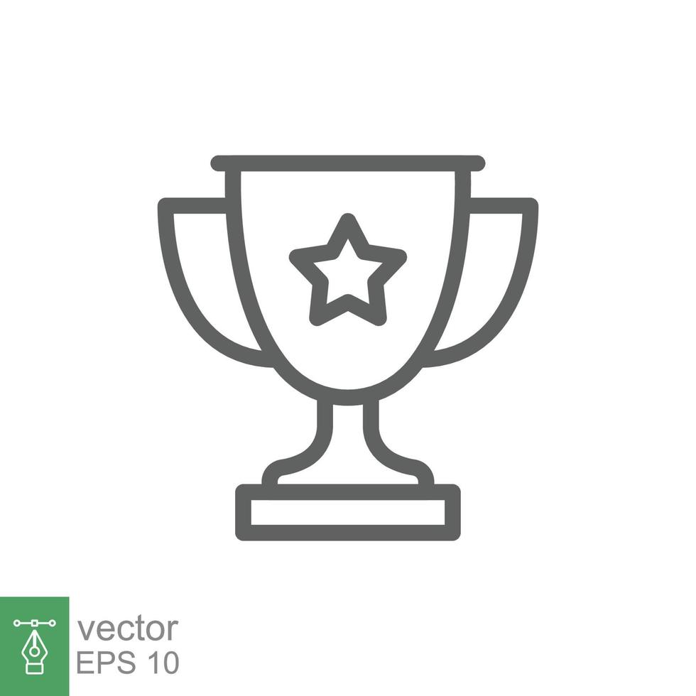 Trophy cup star line icon. Simple outline style for app and web design element. Winner, award, champ, contest, won concept. Vector illustration isolated on white background. Editable stroke EPS 10.