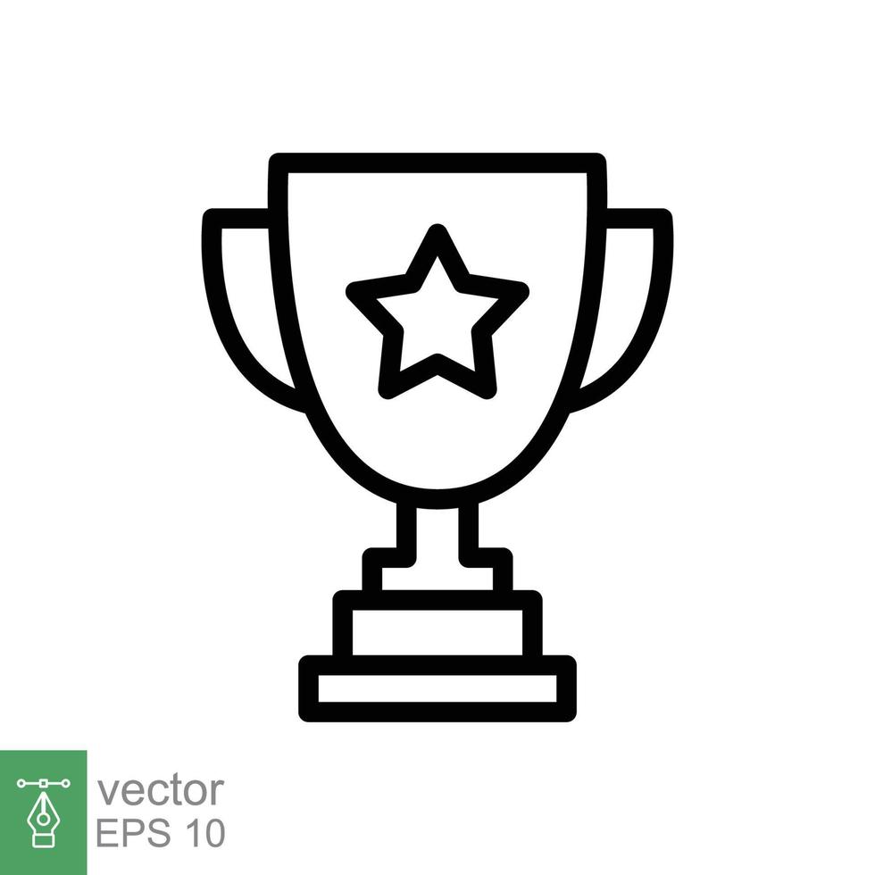 Trophy cup star line icon. Simple outline style for app and web design element. Winner, award, champ, contest, won concept. Vector illustration isolated on white background. EPS 10.