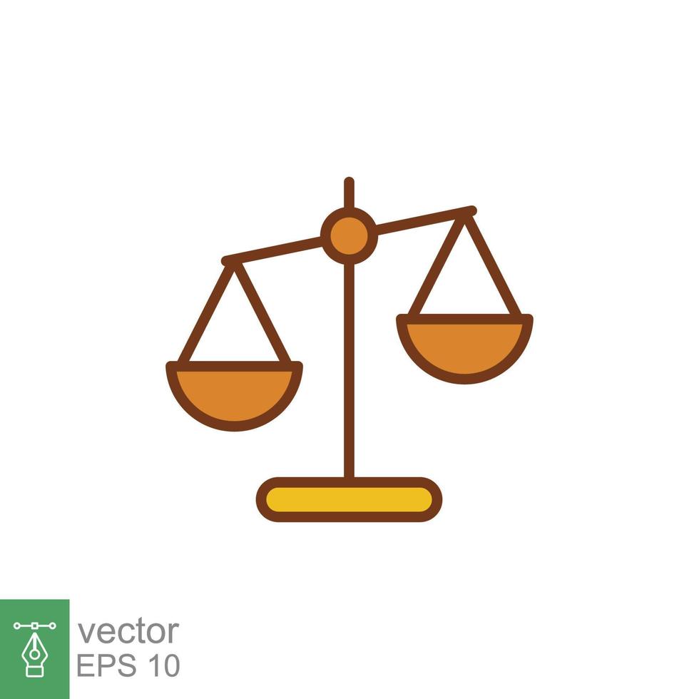 Scales icon. Simple filled outline style. Libra, balance, comparison, compare, legal, law, justice, weight concept. Pictogram, vector illustration isolated on white background. EPS 10.