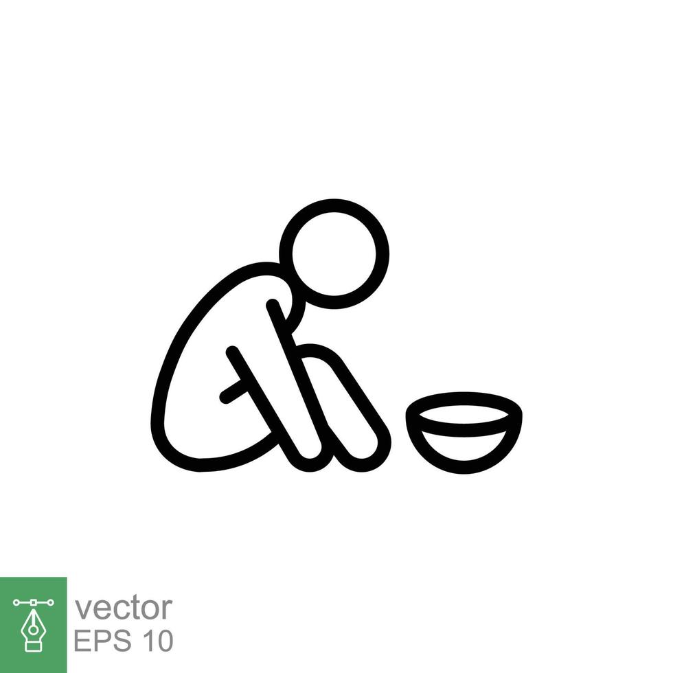 pobreza línea icono. sencillo contorno estilo. sin hogar, mendigo, hambre y pobre concepto. vector ilustración aislado en blanco antecedentes. eps 10