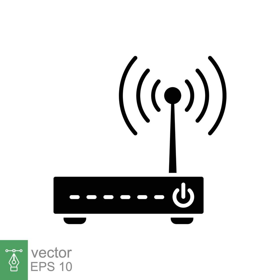 Wifi enrutador icono. sencillo sólido estilo para web modelo y aplicación banda ancha, módem, inalámbrico, Internet, negro silueta, glifo vector ilustración diseño aislado en blanco antecedentes. eps 10