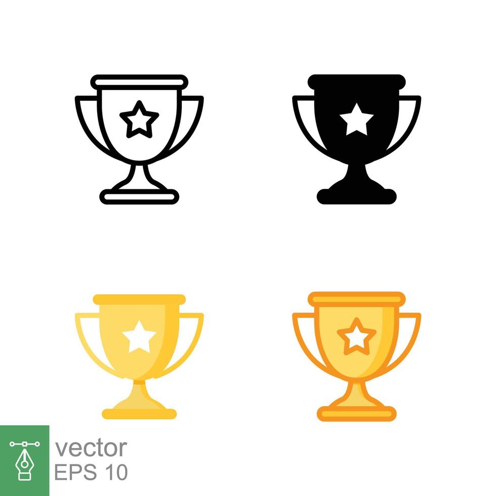 trofeo taza estrella icono en diferente estilo. línea, sólido, departamento, lleno contorno símbolo para diseño. ganador, otorgar, morder, concurso, won concepto. vector ilustración aislado en blanco antecedentes. eps 10