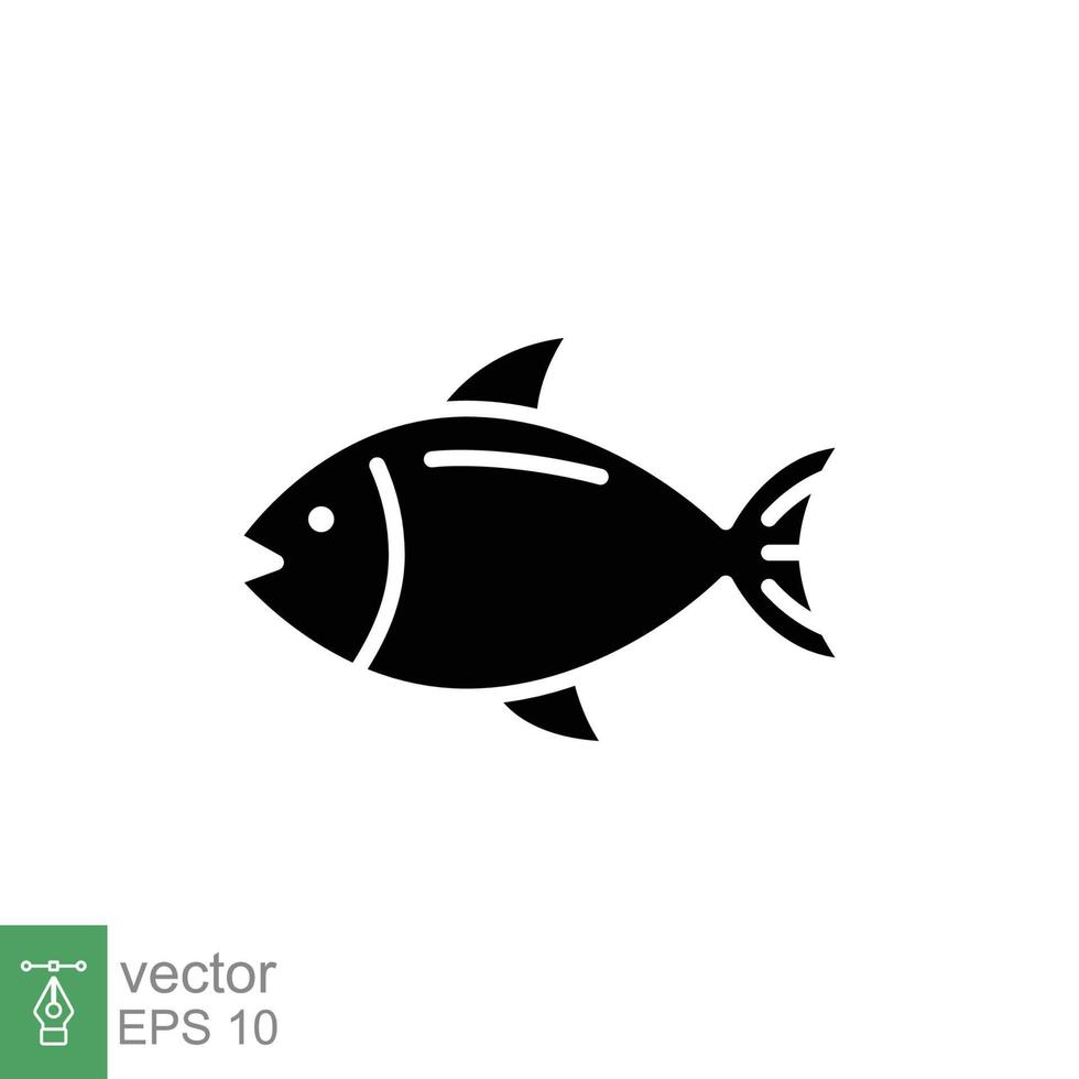 pescado icono vector silueta símbolo. mar vida, atún, Piscis, naturaleza concepto para comida modelo diseño. sólido, glifo vector ilustración aislado en blanco antecedentes. eps 10