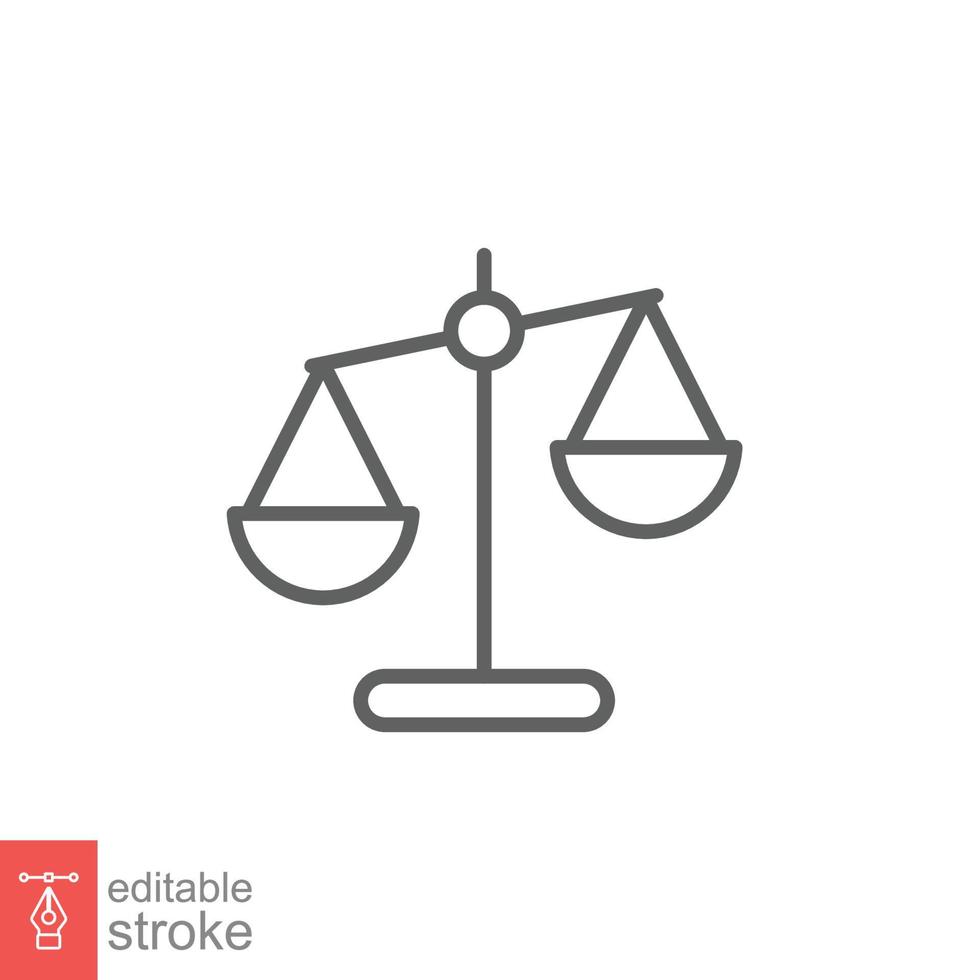 Libra línea icono. sencillo contorno estilo. escala, balance, comparación, comparar, legal, ley, justicia, peso concepto. pictograma, vector ilustración aislado en blanco antecedentes. editable carrera eps 10