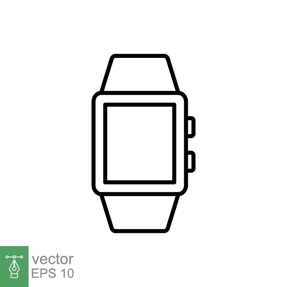 Smart watch line icon. Simple outline style. Wearable, digital clock, smartwatch technology concept. Vector illustration isolated on white background. EPS 10.