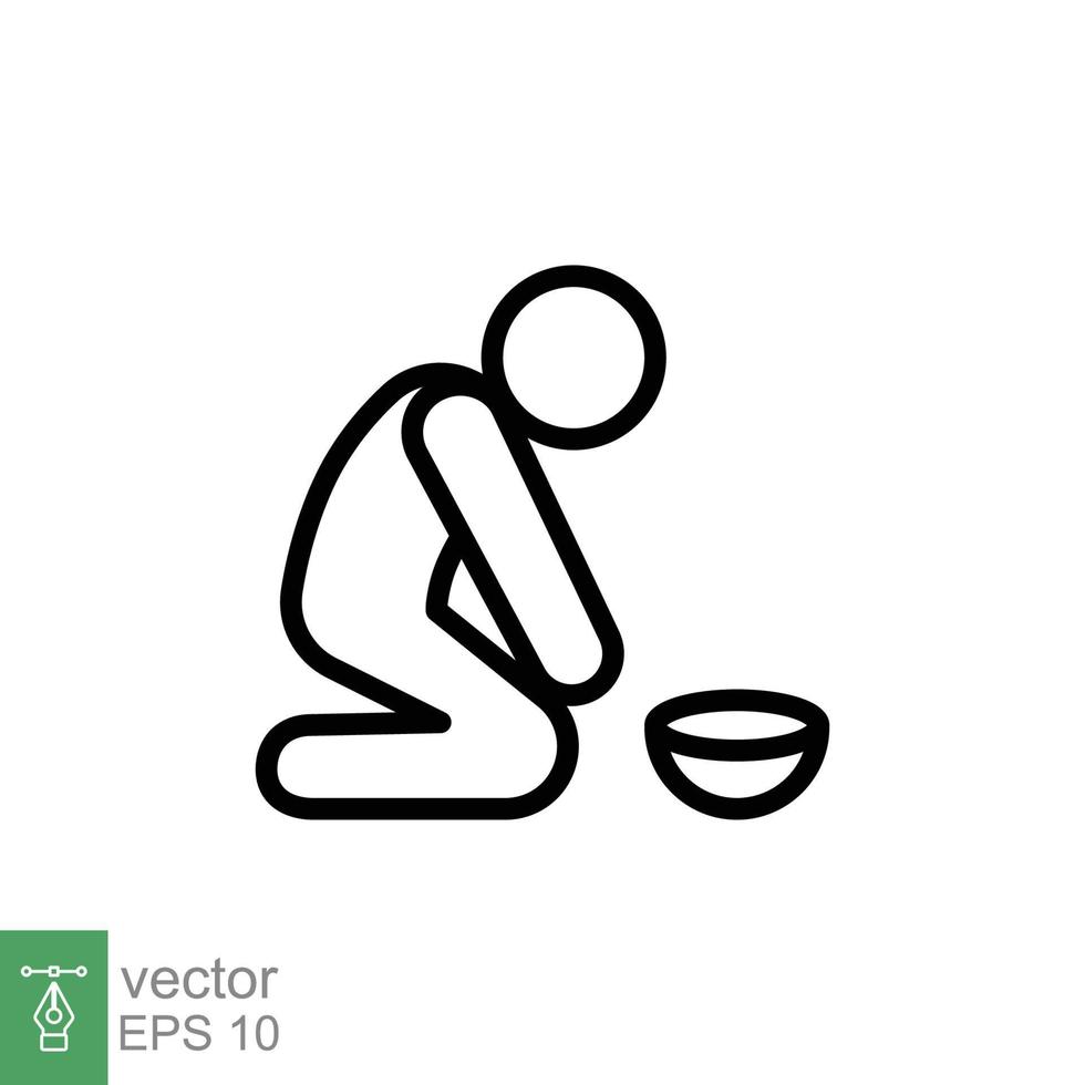 Poverty line icon. Simple outline style. Homeless, beggar, hunger and poor concept. Vector illustration isolated on white background. EPS 10.