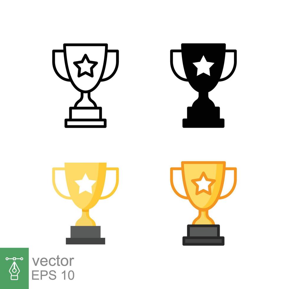 trofeo taza estrella icono en diferente estilo. línea, sólido, departamento, lleno contorno símbolo para diseño. ganador, otorgar, morder, concurso, won concepto. vector ilustración aislado en blanco antecedentes. eps 10