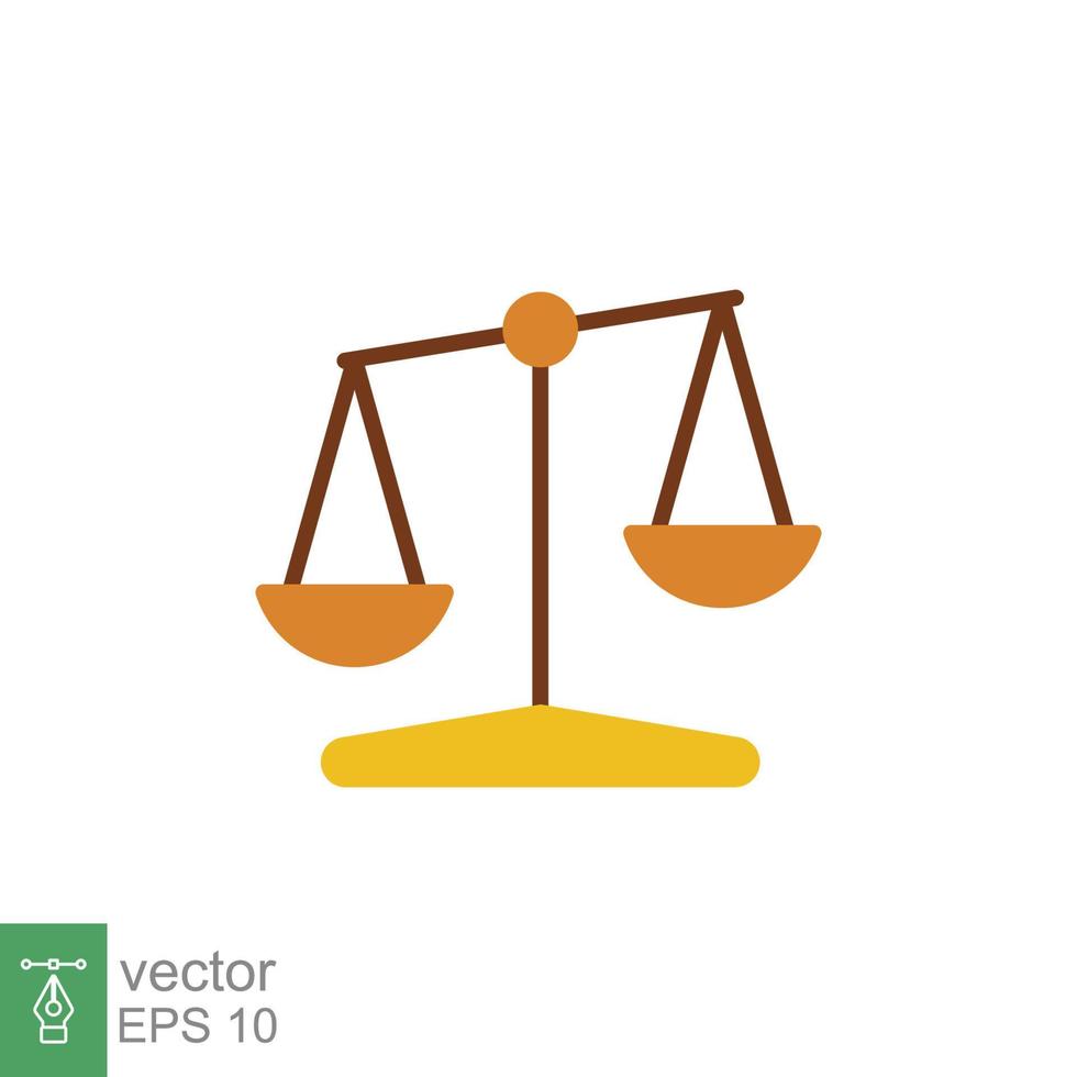 escamas icono. sencillo plano estilo. Libra, balance, comparación, comparar, legal, ley, justicia, peso concepto. pictograma, vector ilustración aislado en blanco antecedentes. eps 10