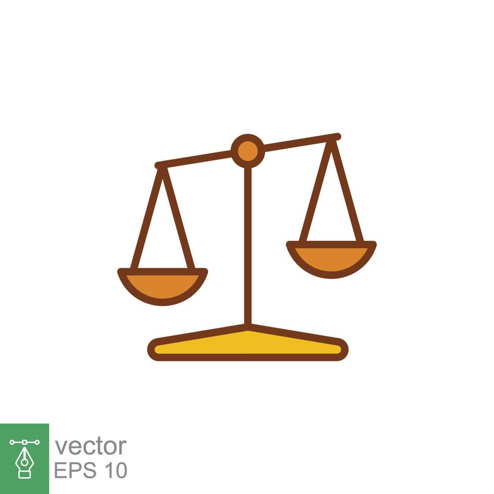 Scales icon. Simple filled outline style. Libra, balance, comparison, compare, legal, law, justice, weight concept. Pictogram, vector illustration isolated on white background. EPS 10.