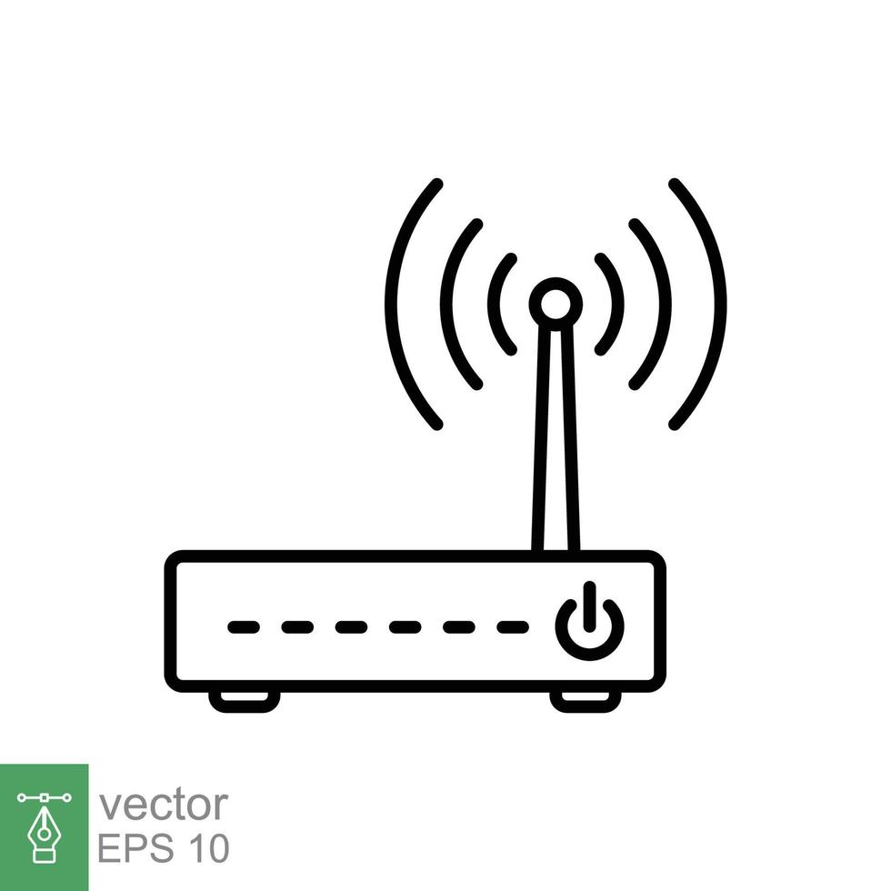 Wifi router icon. Simple outline style for web template and app. Broadband, modem, wireless, internet, thin line vector illustration design isolated on white background. EPS 10.