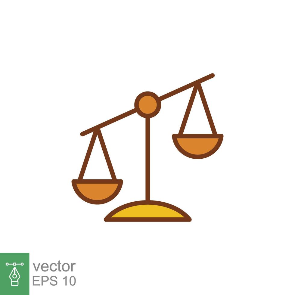 Scales icon. Simple filled outline style. Libra, balance, comparison, compare, legal, law, justice, weight concept. Pictogram, vector illustration isolated on white background. EPS 10.