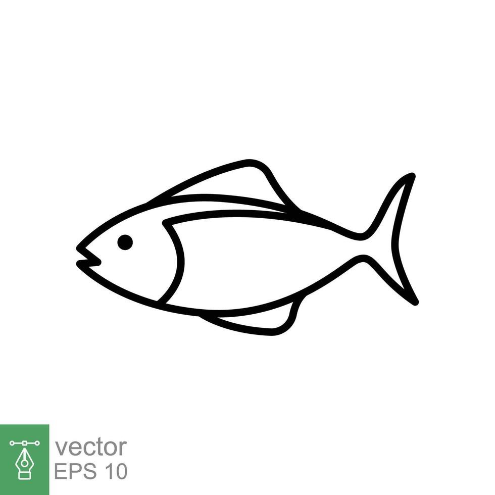 Fish line icon. Simple outline style. Sea life, tuna, pisces concept for food template design. Vector illustration isolated on white background. EPS 10.