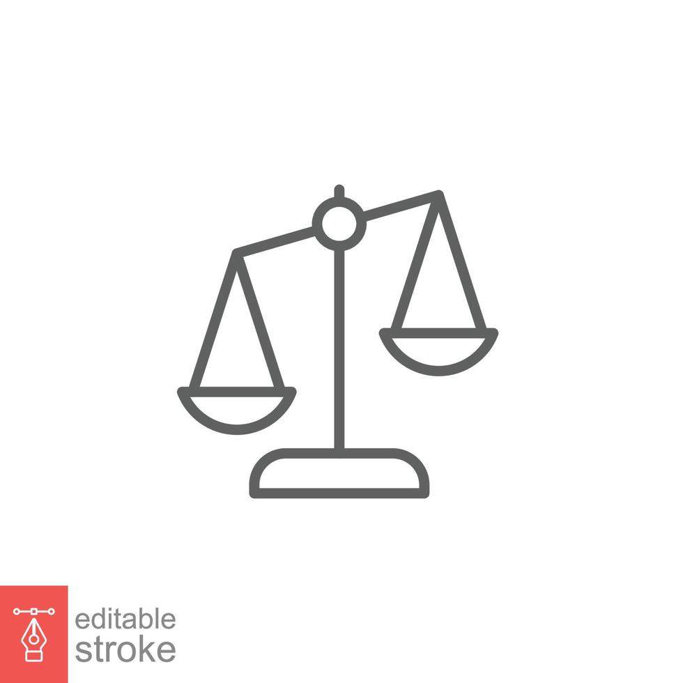 Libra line icon. Simple outline style. Scale, balance, comparison, compare, legal, law, justice, weight concept. Pictogram, vector illustration isolated on white background. Editable stroke EPS 10.