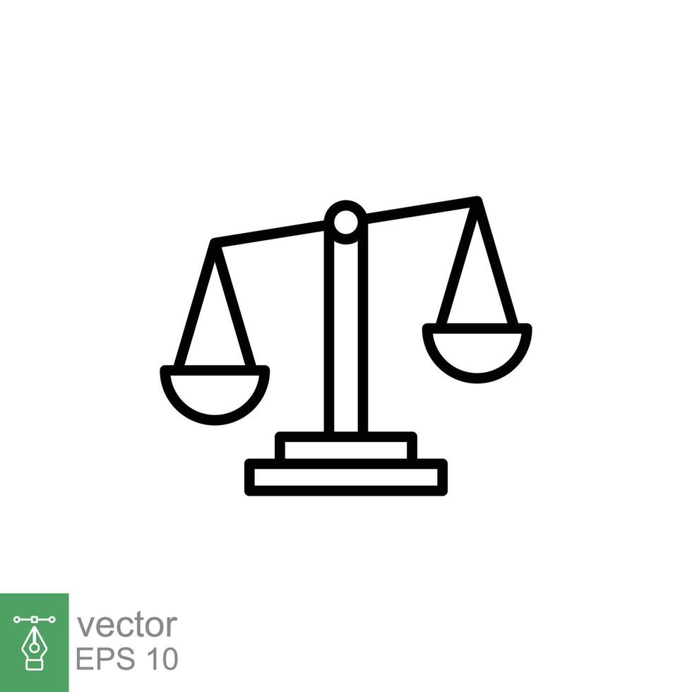 Libra line icon. Simple outline style. Scale, balance, comparison, compare, legal, law, justice, weight concept. Pictogram, vector illustration isolated on white background. EPS 10.