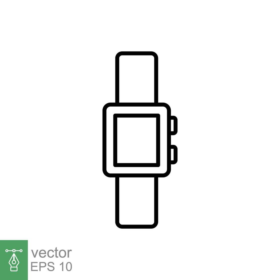 Smart watch line icon. Simple outline style. Wearable, digital clock, smartwatch technology concept. Vector illustration isolated on white background. EPS 10.