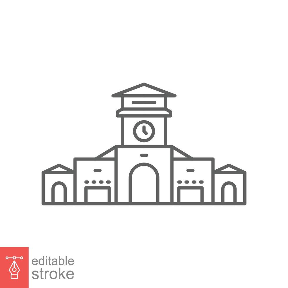 Ben thanh market line icon. Simple outline style for web and app. Ho Chi Minh City, Vietnam. The entrance of Saigon Central Market. Vector illustration on white background. Editable stroke EPS 10.