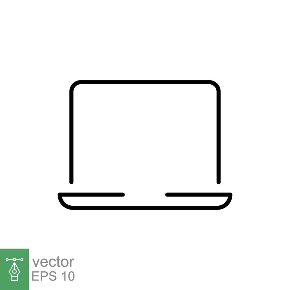 Laptop line icon. Linear symbol with thin outline. Notebook, computer, pc, desktop, portable device concept. Vector illustration isolated on white background. EPS 10.