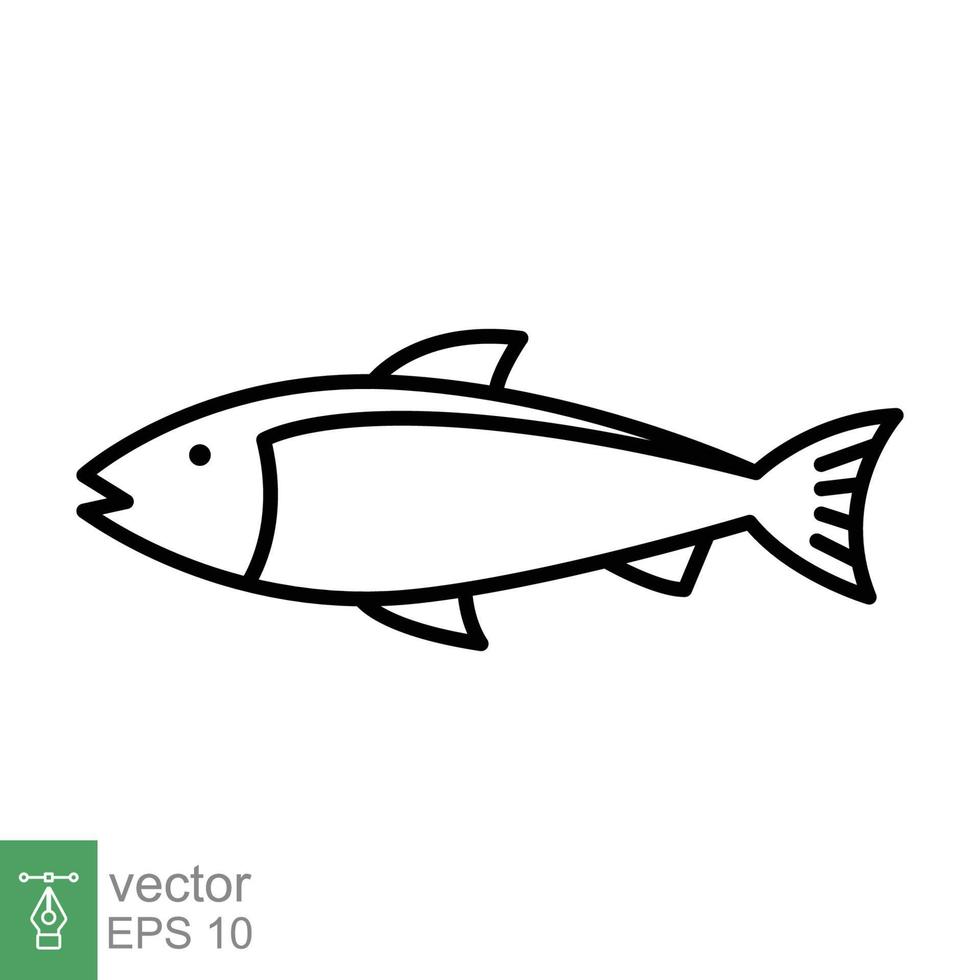 Fish line icon. Simple outline style. Sea life, tuna, pisces concept for food template design. Vector illustration isolated on white background. EPS 10.