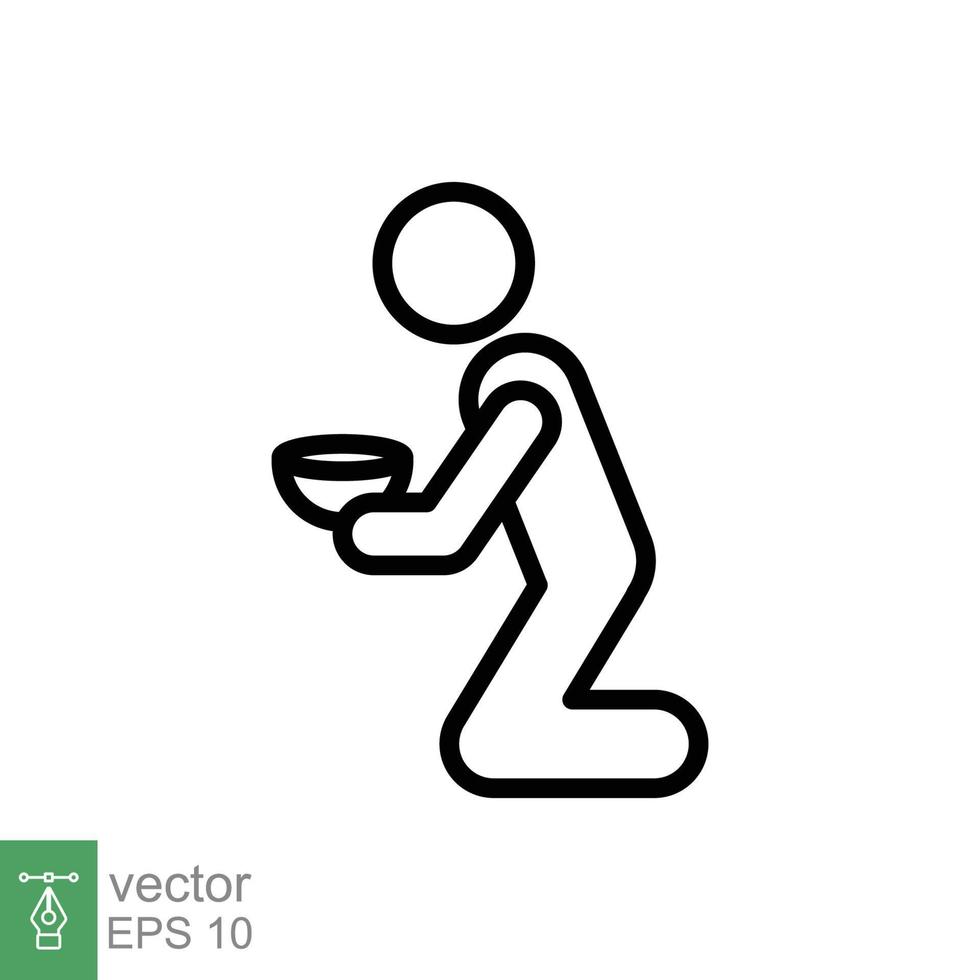 Poverty line icon. Simple outline style. Homeless, beggar, hunger and poor concept. Vector illustration isolated on white background. EPS 10.