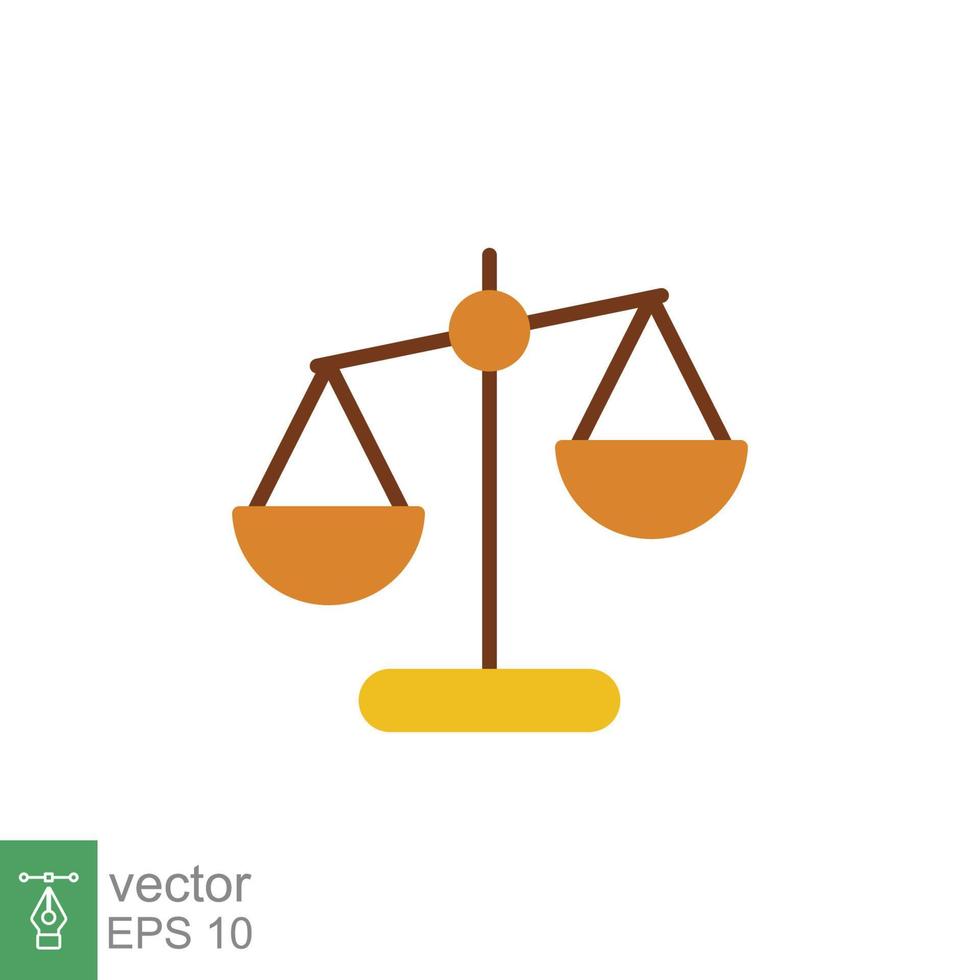 Scales icon. Simple flat style. Libra, balance, comparison, compare, legal, law, justice, weight concept. Pictogram, vector illustration isolated on white background. EPS 10.