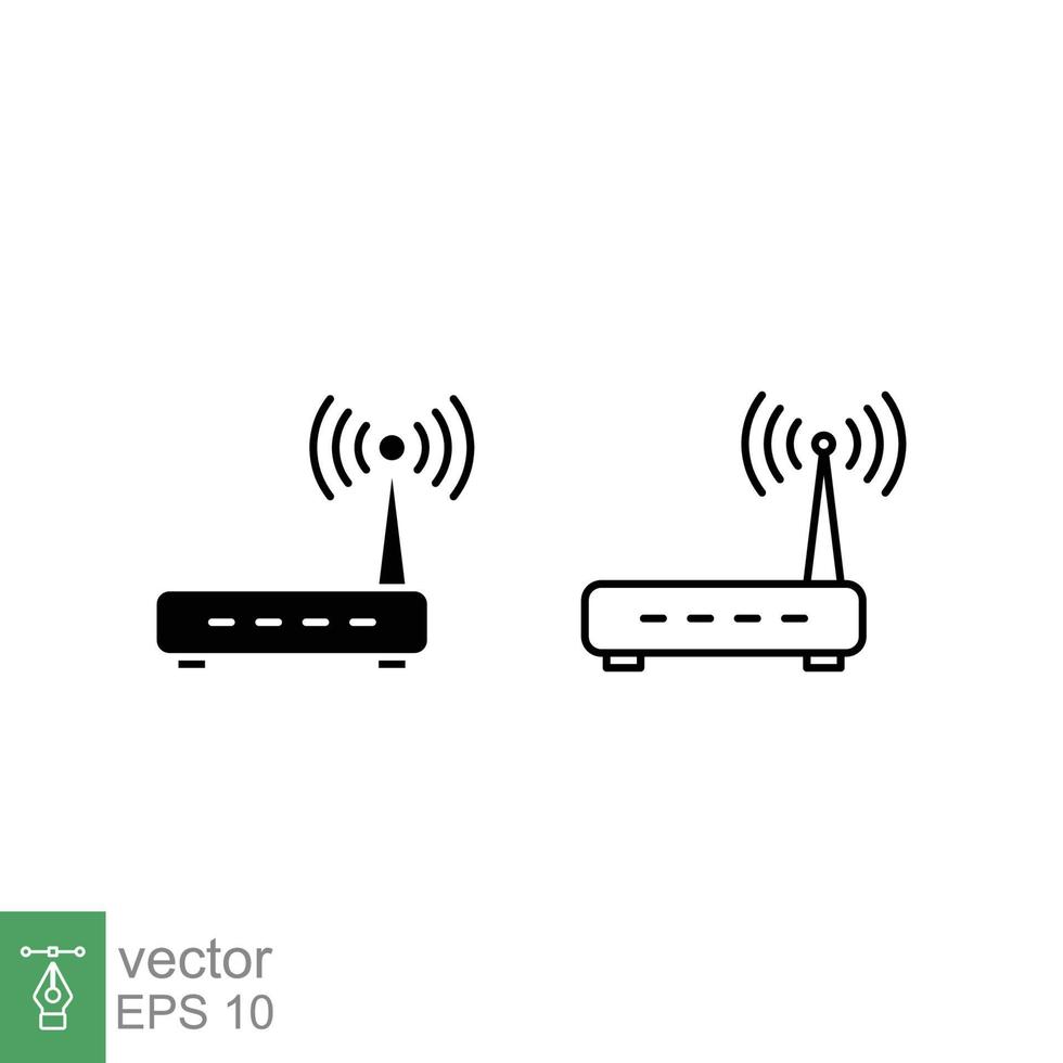 Wifi enrutador icono. sencillo contorno y sólido estilo para web modelo y aplicación banda ancha, módem, inalámbrico, Internet, Delgado línea, glifo vector ilustración diseño aislado en blanco antecedentes. eps 10