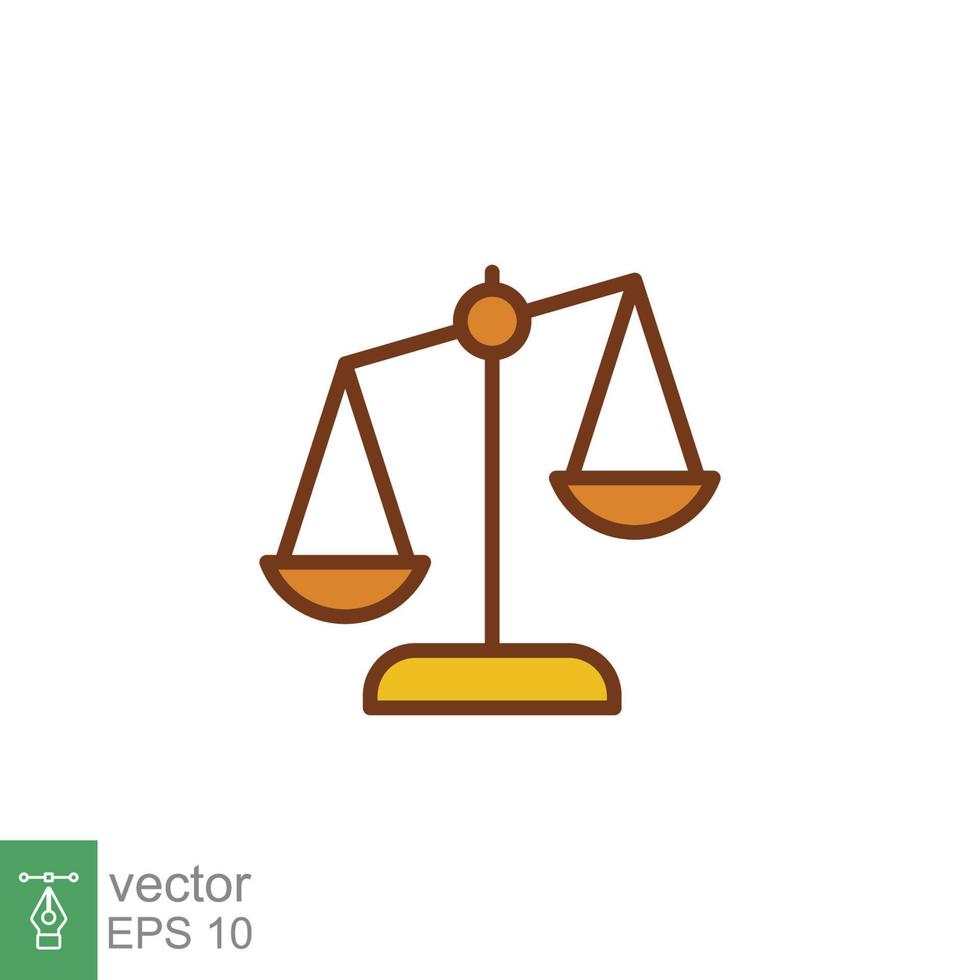 Scales icon. Simple filled outline style. Libra, balance, comparison, compare, legal, law, justice, weight concept. Pictogram, vector illustration isolated on white background. EPS 10.