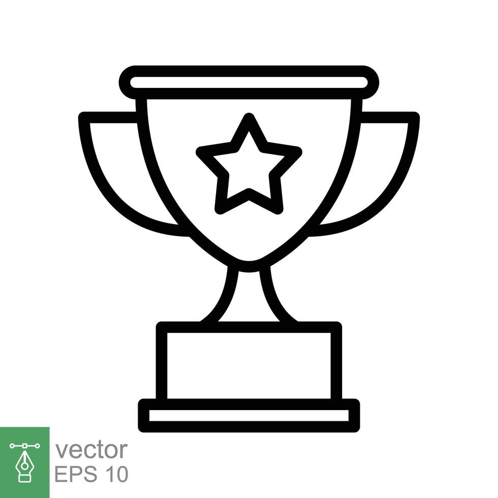 Trophy cup star line icon. Simple outline style for app and web design element. Winner, award, champ, contest, won concept. Vector illustration isolated on white background. EPS 10.