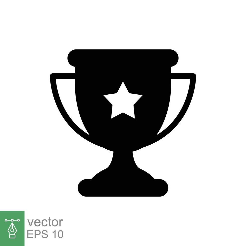 Trophy glyph icon. Simple solid style for app and web design element. Winner, award, cup, champ, contest, prize, won concept. Vector illustration isolated on white background. EPS 10.