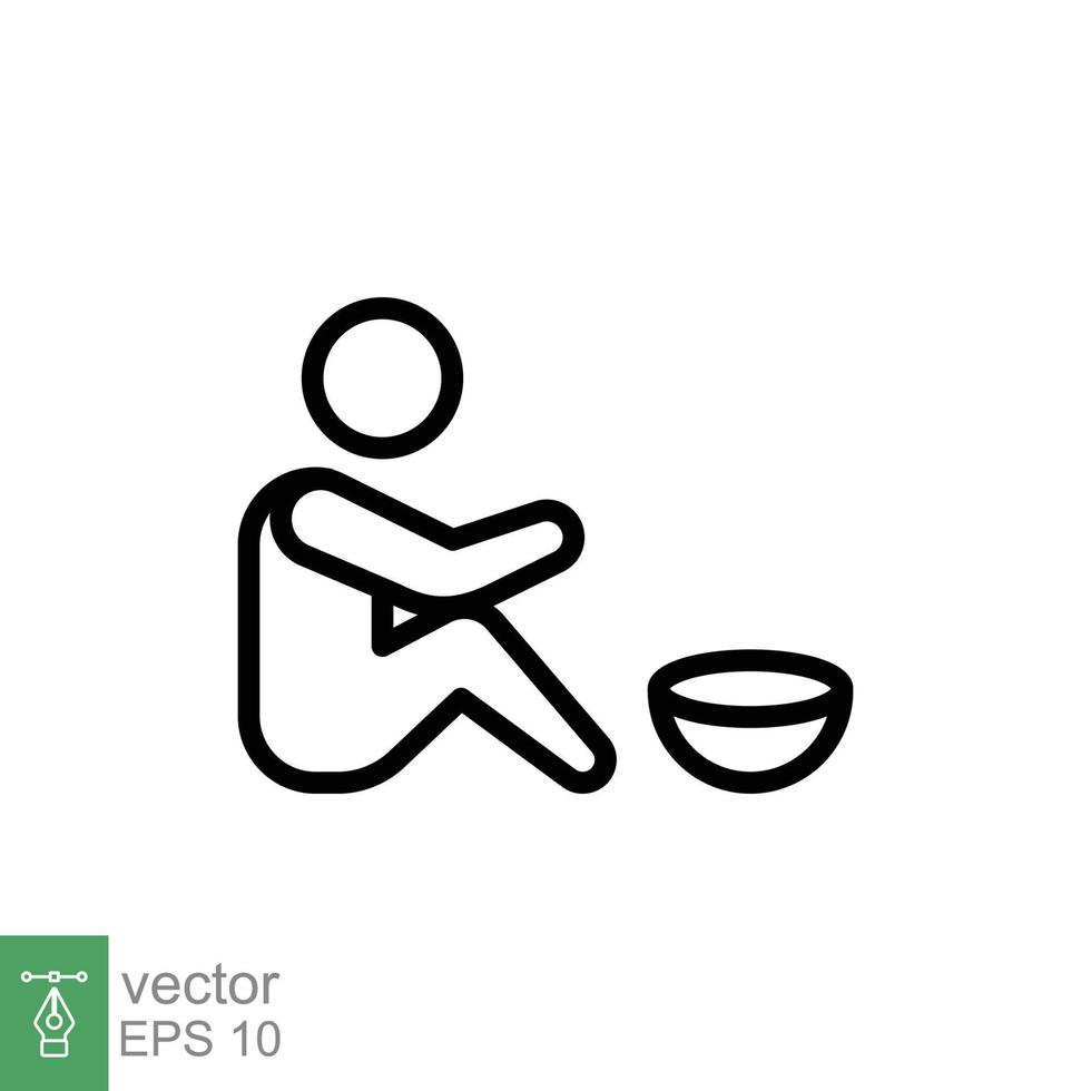 Poverty line icon. Simple outline style. Homeless, beggar, hunger and poor concept. Vector illustration isolated on white background. EPS 10.