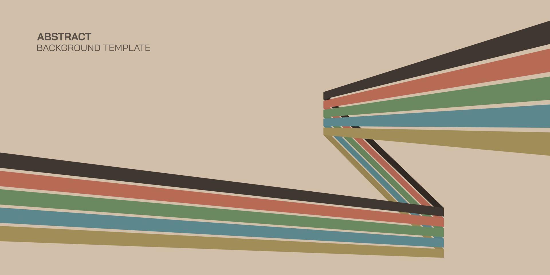 Colorful striped on background retro colors from the 1970s have blank space. Abstract stylish 70s era line illustration. vector