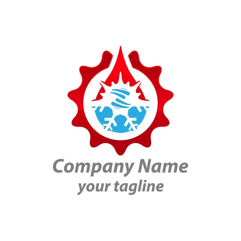 HVAC logo design label or sticker refrigeration heating and air conditioning logo emblem badge. vector