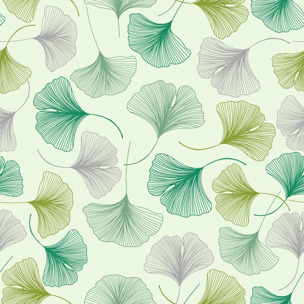 sin costura modelo de gingko hoja. un interminable modelo de verde hojas. para envase papel. ideal para fondo de pantalla, superficie texturas, textiles. vector